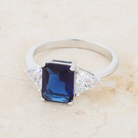 Thumbnail for Classic Sapphire Sterling Silver Engagement Ring