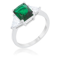 Thumbnail for Classic Emerald Green Sterling Silver Engagement Ring
