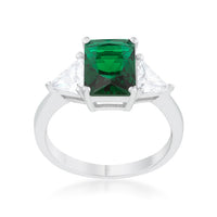 Thumbnail for Classic Emerald Green Sterling Silver Engagement Ring