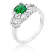 Thumbnail for Liz 1.1ct Emerald CZ Rhodium Classic Ring