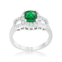 Thumbnail for Liz 1.1ct Emerald CZ Rhodium Classic Ring