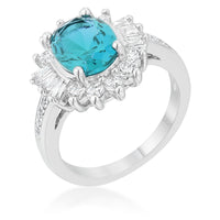 Thumbnail for Chrisalee 3ct Aqua CZ Rhodium Classic Ring