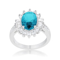 Thumbnail for Chrisalee 3ct Aqua CZ Rhodium Classic Ring