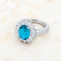 Thumbnail for Chrisalee 3ct Aqua CZ Rhodium Classic Ring