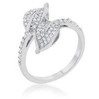 Thumbnail for Liana 0.1ct CZ Rhodium Leaf Wrap Ring