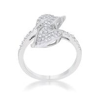 Thumbnail for Liana 0.1ct CZ Rhodium Leaf Wrap Ring