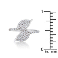 Thumbnail for Liana 0.1ct CZ Rhodium Leaf Wrap Ring