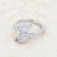 Thumbnail for Liana 0.1ct CZ Rhodium Leaf Wrap Ring