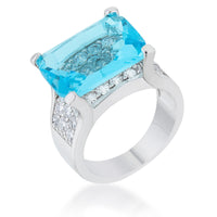 Thumbnail for Mina 15.4ct Aqua CZ Rhodium Cocktail Ring