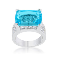 Thumbnail for Mina 15.4ct Aqua CZ Rhodium Cocktail Ring