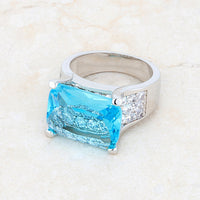 Thumbnail for Mina 15.4ct Aqua CZ Rhodium Cocktail Ring