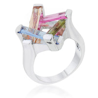 Thumbnail for Myra Ring 10ct Multicolor CZ Rhodium Cocktail Ring