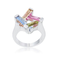 Thumbnail for Myra Ring 10ct Multicolor CZ Rhodium Cocktail Ring