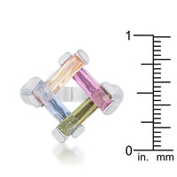 Thumbnail for Myra Ring 10ct Multicolor CZ Rhodium Cocktail Ring