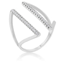 Thumbnail for Jena 0.2ct CZ Rhodium Delicate Parallel Ring