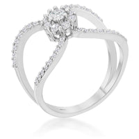Thumbnail for Joyce 0.4ct CZ Rhodium Delicate Floral Wrap Ring