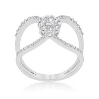 Thumbnail for Joyce 0.4ct CZ Rhodium Delicate Floral Wrap Ring