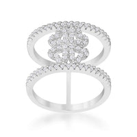 Thumbnail for Lauren 0.4ct CZ Rhodium Delicate Clover Wrap Ring