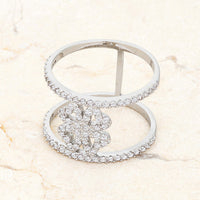 Thumbnail for Lauren 0.4ct CZ Rhodium Delicate Clover Wrap Ring