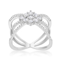 Thumbnail for Rhodium Plated Mindy 0.8ct CZ Delicate Triple Wrap Ring