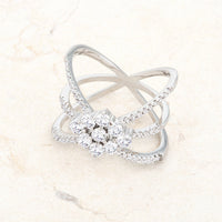 Thumbnail for Rhodium Plated Mindy 0.8ct CZ Delicate Triple Wrap Ring