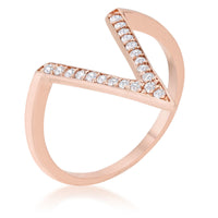 Thumbnail for Michelle 0.2ct CZ Rose Gold Delicate V-Shape Ring