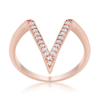Thumbnail for Michelle 0.2ct CZ Rose Gold Delicate V-Shape Ring