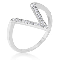 Thumbnail for Michelle 0.2ct CZ Rhodium Delicate V-Shape Ring