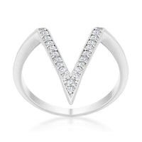 Thumbnail for Michelle 0.2ct CZ Rhodium Delicate V-Shape Ring