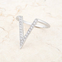 Thumbnail for Michelle 0.2ct CZ Rhodium Delicate V-Shape Ring