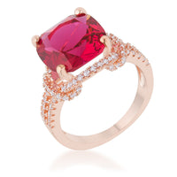 Thumbnail for Charlene 6.2ct Ruby CZ Rose Gold Classic Statement Ring