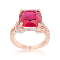 Thumbnail for Charlene 6.2ct Ruby CZ Rose Gold Classic Statement Ring