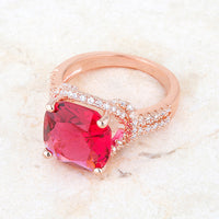 Thumbnail for Charlene 6.2ct Ruby CZ Rose Gold Classic Statement Ring
