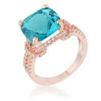 Thumbnail for Charlene 6.2ct Aqua CZ Rose Gold Classic Statement Ring