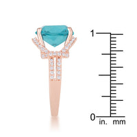 Thumbnail for Charlene 6.2ct Aqua CZ Rose Gold Classic Statement Ring