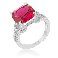 Thumbnail for Charlene 6.2ct Ruby CZ Rhodium Classic Statement Ring