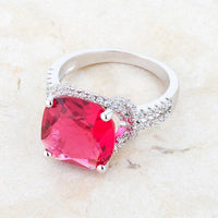 Thumbnail for Charlene 6.2ct Ruby CZ Rhodium Classic Statement Ring
