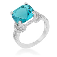 Thumbnail for Charlene 6.2ct Aqua CZ Rhodium Classic Statement Ring