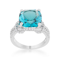 Thumbnail for Charlene 6.2ct Aqua CZ Rhodium Classic Statement Ring