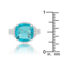 Thumbnail for Charlene 6.2ct Aqua CZ Rhodium Classic Statement Ring
