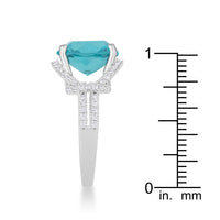 Thumbnail for Charlene 6.2ct Aqua CZ Rhodium Classic Statement Ring