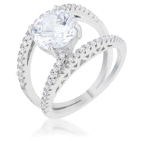 Thumbnail for Girana 3ct Clear CZ Rhodium Contemporary Ring