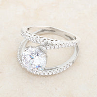 Thumbnail for Girana 3ct Clear CZ Rhodium Contemporary Ring