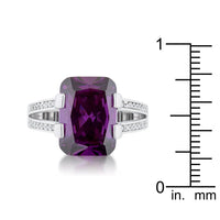 Thumbnail for Rema 8.6ct Amethyst CZ Rhodium Emerald Classic Cocktail Ring