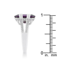 Thumbnail for Rema 8.6ct Amethyst CZ Rhodium Emerald Classic Cocktail Ring