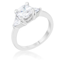 Thumbnail for Shonda 1.8ct Clear CZ Rhodium Cushion Classic Statement Ring