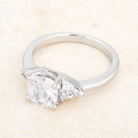 Thumbnail for Shonda 1.8ct Clear CZ Rhodium Cushion Classic Statement Ring