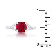 Thumbnail for Shonda 1.8ct Garnet CZ Rhodium Cushion Classic Statement Ring