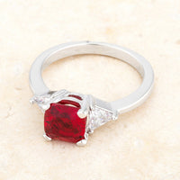Thumbnail for Shonda 1.8ct Garnet CZ Rhodium Cushion Classic Statement Ring