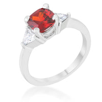 Thumbnail for Shonda 1.8ct Ruby CZ Rhodium Cushion Classic Statement Ring